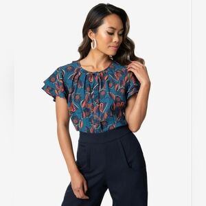 Unique Vintage Floral Blouse